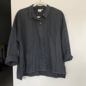 Grey button down top